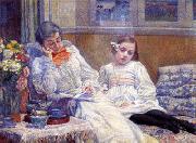 Theo Van Rysselberghe Portrait of Madame van Rysselberghe and daughter oil painting on canvas